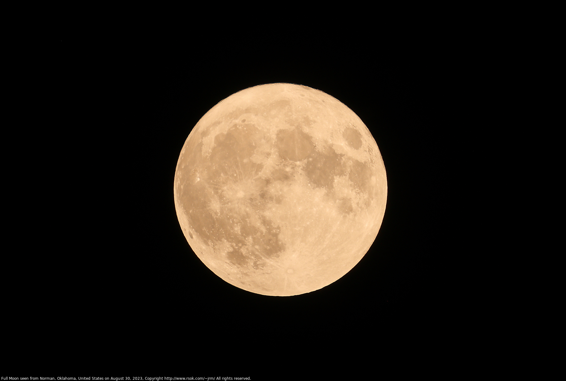 Full Moon seen from Norman, Oklahoma, United States on August 30, 2023